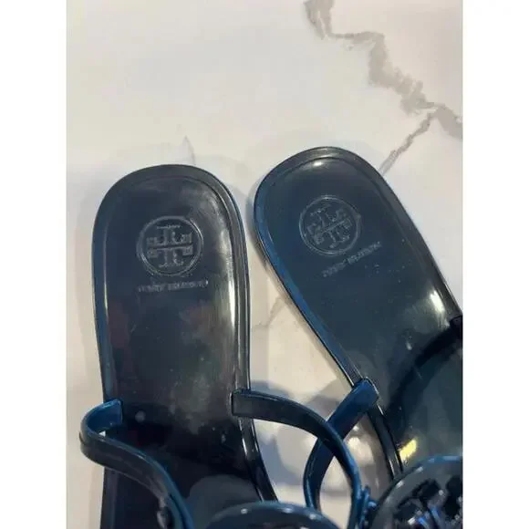 Tory Burch mini miller blue‎ flip flops size 9 - Picture 3 of 4